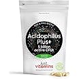 Just Vitamins - Acidophilus Plus+ Pre & Probiotic Complex 90 Vegan Capsules – 5 Billion Non-Dairy CFU, Multi-Strain Lactobacillus Acidophilus, High Strength Probiotic UK Made Supplement
