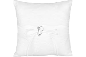INNOHHUSTLE Ringkissen Hochzeit, Ehering-Kissen Spitze mit Elfenbeinperlen Ringhalter Hochzeit Weiß Brautkissen Träger Ringschachtel Ringkästchen Ringschatulle Ringkissen Standesamt Für Eheringe Ringe, 20 cm