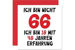‎STUFF4 66. Geburtstagskarte Lustig für Männer Frauen Ihn Sie - Ich Bin 18 und 48 Jahre Erfahrung - Lustiger Sechsundsechzig Sechsundsechzigster Alles Gute Zum Karte Geburtstag, 145mm Glückwunschkarten
