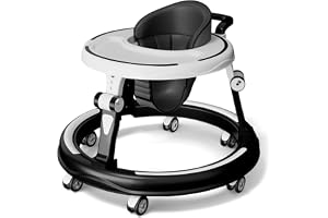 StarAndDaisy 360° Baby Walker with Adjustable Height/Walker for Kids 6-24 Months with Multi-Functional, Anti-Rollover & Foldable Design, Baby Boys & Girls (Black)