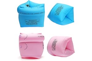 CYSOCOOL 2 Pairs Childs Inflatable Swim Armbands Float Roll up Sleeves Ages 2-12 Years Toddler Junior Arm Float Swimming Ring Water Floaties Kids Pool Water Sports Learning Swim Training Aids