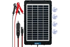 Xtremeauto 7.5W Solar Battery Trickle Charger & Maintainer – Waterproof 12V Solar Panel Charging Kit with Premium Cells – Portable for Car, Boat, Motorcycle, ATV, RV, Tractor, Marine