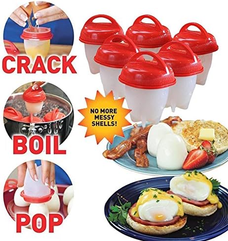 New Upgrade Egg Cooker Hard &amp; Soft Maker, CARETH BPA Free, Non Stick Silicone, No Shell,Silicone Eggs Maker,As Seen On TV without the Shell (6 Pack)