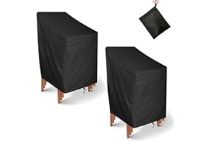 Ruucy 2 Pack Garden Stacking Chair Cover Waterproof 210D Oxford, Outdoor Stackable Chair Cover, Garden Furniture Covers with Air Vent, Patio Outdoor Chair Covers for Outdoor Patio Garden