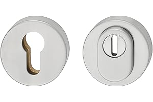 JUVA Rosace de protection pour porte d'entrée avec protection contre les tirs - Rosace de protection en acier inoxydable - H9060 - Cylindre profilé - 1 paire de rosettes rondes avec vis