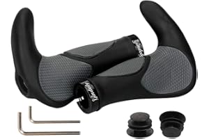 Gindoly Fahrradgriffe Ergonomisch Fahrradlenker jedes Fahrrad - Lenkergriffe für perfekte Griffsicherheit rutschfest Fahrradlenkergriffe Lenker Handgriffe MTB, Schwarz/Grau