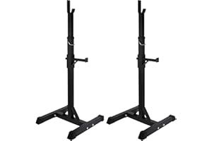 POWRX Supporto per bilanciere regolabile - Ideale per esercizi di potenziamento muscolare, squat e con panca (Nero)