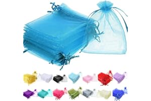 Time to Sparkle 50 Pieces Pouches Organza Gift Bags Oragnza Wedding Favour Bags Jewellery Packing (Aqua, 10x15cm)