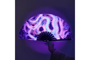 MultiValue Abanico plegable de tela de seda de bambú, colorido, grande, plegable, accesorios de actuación, decoración china para cumpleaños, boda, cosplay (02#)