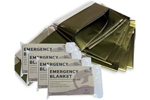 RHINO RESCUE Couverture de Survie, 210cm x 160cm Feuille de Survie, pour La Voiture, La Maison, Les Voyages, La Randonnée, Empêche La Perte de Chaleur Corporelle, 4PCS