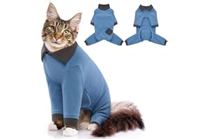 DENTRUN Tuta per il recupero del gatto, Tutina per gatti, Tuta per recupero sterilizzazione gatto femmina maschio, camicie alternative a cono chirurgico per gatto, pigiama per gatti solo per gatti