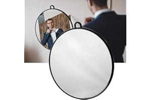 Cuque Hand Held Mirror Black Round Hair Mirror 26.5cm 10.4inch for Personal Hair Salon Use