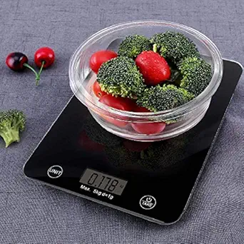 AAHNA TREND 5kg Kitchen Weight Scale Machine for Measuring Spice Food Fruit vegetables Electronic Flat Panel Digital Kitchen Scale Weighing Machine with Sensor System (Multi Colour)