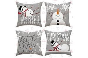 Jiahuade Świąteczna poduszka, Świąteczna poszewka na poduszkę, 4 szt. Świąteczna poszewka na poduszkę, Świąteczna poszewka na poduszkę, poduszka bożonarodzeniowa, poszewki na poduszki na sofę