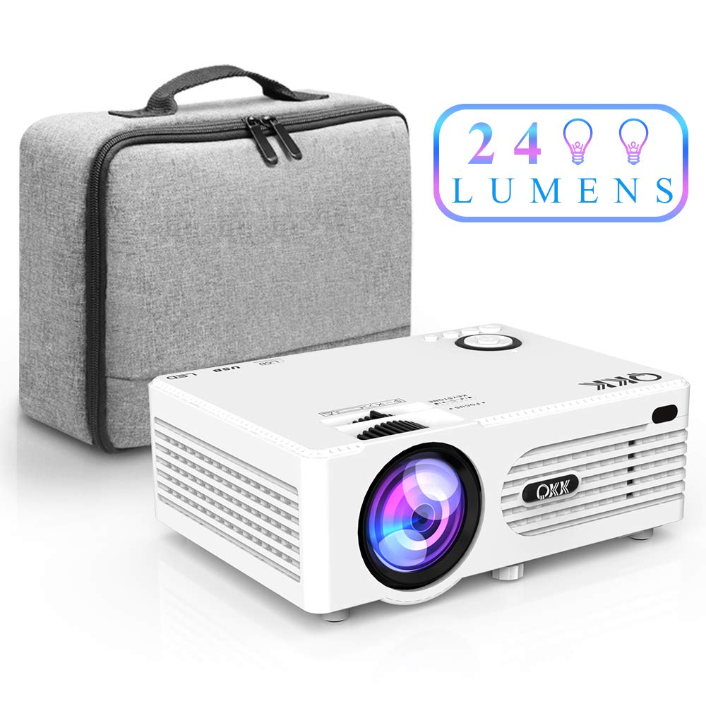 QKK Projector, Mini Projector with Carry Bag, Video Projector 2400