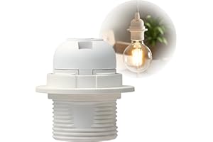 LEDSONE E27 Lamp Holder Replacement Plastic Socket Edison Screw Bulb Base 10mm Thread Entry Shade Ring Safe Durable DIY Vintage Industrial Pendant Lighting Accessory Compatible LED Incandescent