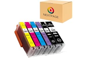 NEXTPAGE PGI-580 CLI-581 XXL kartridże do drukarek Canon 580 581, kompatybilne z Canon Pixma TS8150 TS8151 TS8152 TS8250 TS8251 TS8252 TS8350 TS9150 TS9155 (6 sztuk)