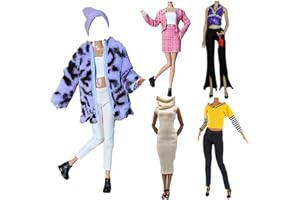 LANCE HOME 5 Set Abbigliamento Autunnale Vestiti Abiti +Pantaloni Scarpe cappello Giacca a vento Manica lunga Soprabito Alla Moda Per 29cm Bambola Accessori Regali per bambino Casuale Stile