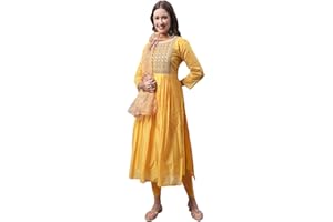 VredeVogel Damen Chanderi Modal Butti Kurta mit dehnbaren Leggings & Organza Dupatta Set