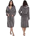 MAXOSHINE Bathrobe for Women | Super Soft Plush Fleece Microfiber Spa Unisex Bath Robe for woman | Shower Bath Gown With Hood, Free-size, Grey