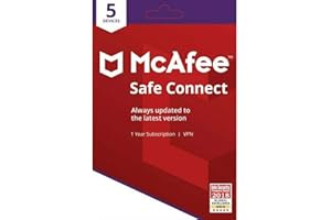 McAfee Safe Connect Premium VPN PC & Mobile Security | 5 Devices | 1 Year