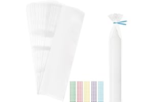 TACHIO 100 sztuk torebek na słodycze, 5 x 25 cm, przezroczyste torebki na cukierki, torebki celofanowe, torebki na prezenty z 100 paskami do wiązania, torebka na prezent do czekolady (100-5 x 25 cm,