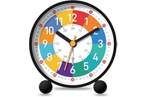 Sunshine smile Réveil Numérique Enfants sans Tic-tac, d'apprentissage Silencieux Horloge, Enfants pour Réveil Analogique Compact, garçons et Filles