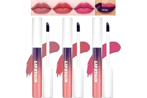 BEKOEEN 3PCS Lip Stain Peel Off, Rouge a Levre Peel Off Lip Stain, Lip Tint Peel Off Lip Gloss, Crayon à Lèvres Imperméable, Matte Tattoo Peel Off Lip Liner, Rouge à Lèvres Longue Tenue Hautement Pigmenté