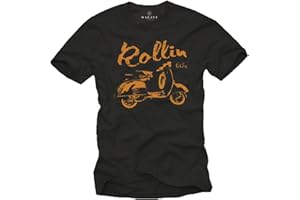 MAKAYA T-Shirt Vintage Moto Motociclisti Biker - Rollin 60`s