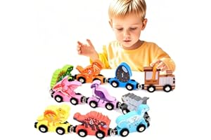 Embosomitr Magnetic Dinosaur Train Wooden Building Blocks, Dinosaur Toys for Boys & Girls, Montessori Educational Toys for 1-3 Year Olds, Safe Non-Toxic Toddler