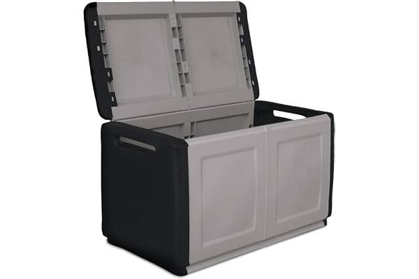 Art Plast - Coffre de rangement 230L Gris Noir 96 x 53 x H57cm Poignées de transport Design Jardin Extérieur