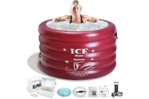 NEVIFE Großes aufblasbares Eisbad für Sportler-Tragbare Badewanne für Erwachsene-Faltbare Wanne für enge Räume-Perfekt für Zuhause,Outdoor und heiße Bäder-Größe:111 * 77cm(burgunderrot)