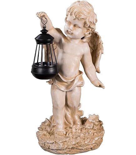 Thaiboo 'Amor Liegend' Steinfigur – Massive Steinguss-Skulptur Für Garten & Grab, Wetterfest, Ca. 23x17x35 Cm