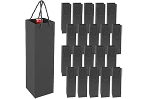 XOCOME Bolsas de Regalo de Papel Kraft Premium con Asas, 20 Bolsas de Almacenamiento para Regalos de Vino, Fiesta, Boda y Navidad (negro)