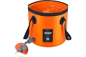 Spopal 20L Collapsible Bucket, Outdoor Foldable Bucket with Drainage Outlet for Camping, Collapsible Storage Container for Traveling Picnic Hiking Fishing Car Washing