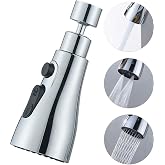 Busstier Chrome 3 Function Kitchen Sink Head, 720 Degree Rotating, Water Saving, Stylish and Durable Single Faucet End