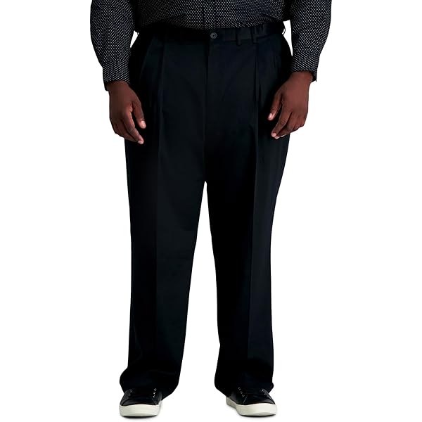 Haggar Men's Premium No Iron Khaki Pleat Front Pant Classic Fit Hc10897