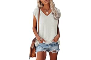 Zueauns Tshirt Damen Elegant Oberteile Damen Sommer T-Shirts für Damen Kurzarm T Shirt Blusen Einfarbig Oversized Tshirt Frauen Freizeit Fledermausärmel Tuniken Bluse Tops