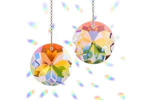 Besimple Lot de 2 suspensions attrape-soleil en cristal rond à suspendre pour fenêtre, attrape-soleil