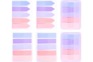 AIEX 600 Stück Index Registerkarten, Index Tabs Selbstklebend Beschreibbar Buchmarkierungen Haftnotizen Transparent zum Lesen von Index Aktenordnern Buchnotizen - Leicht zu Entfernen(Rosa Lila Farbe)