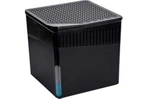 WENKO Raumentfeuchter Mod. Cube mit 1000 g Entfeuchter Granulat, für Räume bis 80 m³, beugt Schimmel und Gerüchen vor, ohne Strom, geräuschlos, nachfüllbar, Schwarz