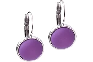 Polarisohrring "Katharina", 12mm original Polariscabochon in vielen attraktiven Farben in einer Klappbrisur aus Edelstahl, handgefertigt von Adi-Modeschmuck in Berlin