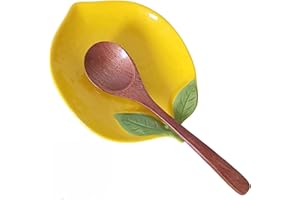 ZGGZHEIM Repose-cuillère en céramique citron,cuillère cuisine original, repose couvert multifonction, porte-cuillère résistant à la chaleur pour Porte-savon,condiments et couvercles,Lavable au lave-vaisselle