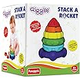 Funskool Giggles - Stack a Rocket - 6pcs with Textures, Multi-Coloured Learning Educational Toy, Toy for Toddlers, 6 Months and Above, Colourful and Creativity, Safe Material, 6 Pieces