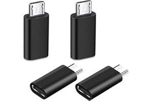 iJiZuo Adattatore Micro USB a USB C [4 Pezzi], Micro USB (Maschio) a USB C (Femmina) Adattatore Trasferimento Dati, per Galaxy S7/S7 Edge/S6/J7, LG G4, Hua Wei P10/ P9 Lite-Nero