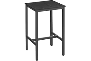 ‎VASAGLE VASAGLE Stolik barowy, kwadratowy stół barowy, stalowa rama, 60 x 60 x 92 cm, łatwy montaż, do kuchni, salonu, stylu industrialnego, hebanowy czarny i czarny LBT025B56