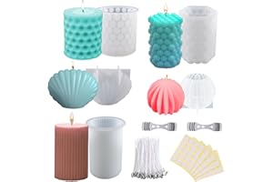Pomeloone 5PCS 3D Moldes de Silicona para Velas, Bubble Cube Cera Molde para Hacer Velas, Kit de Fabricación de Velas para DIY Coloridos Soja Cera de Vela (B)
