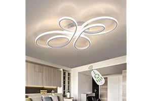 ‎ZMH ZMH LED Deckenleuchte Dimmbar Deckenlampe Wohnzimmer Modern Weiß mit Fernbedienung 65 Watt aus Metall in Schmetterlingforming Design Wohnzimmerlampe für Schlafzimmer Esszimmer Restaurant