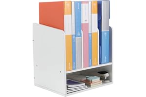 EasyPAG 4 Fächer Holz A4 Büro Schreibtisch Organizer Dokumentenhalter Aktenablage Zeitschriftenhalter Briefablage Papier Magazin Organisator,Weiß