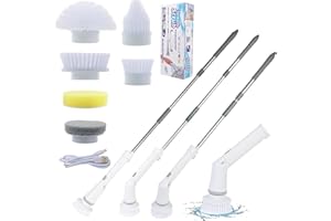 FOTUYOGO Cordless Electric Spin Scrubber, Power Spin Scrubber with 6 Replaceable Brush Heads for Bathroom, Rechargeable Floor Scrubber, Electric Cleaning Brush for Car, Floor, Tile, Tub